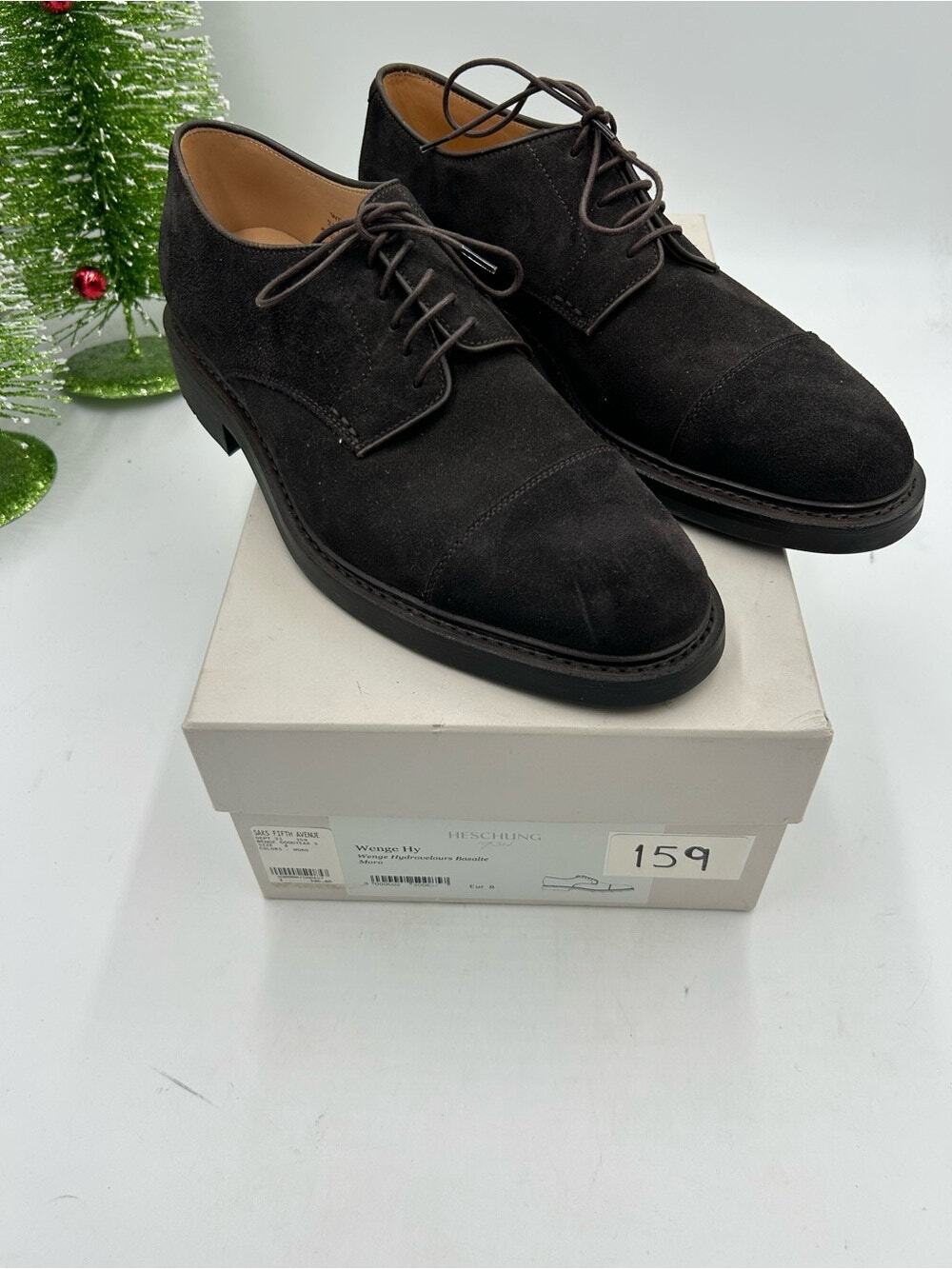 Men's HESCHUNG 1934 cap toe suede Derby shoes, size 8